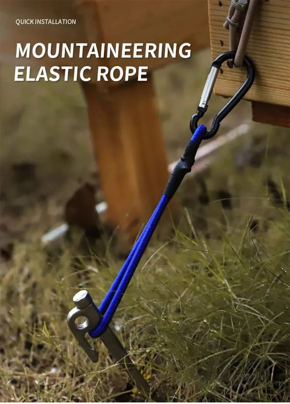 1-teiliges Zelt, elastisches Seil, Kordelhaken, Fixierung, elastisches Stretch-Seil, Outdoor-Werkzeug, Baldachin, Plane, Befestigungsschnüre, Schnur mit Karabiner – Detail 1