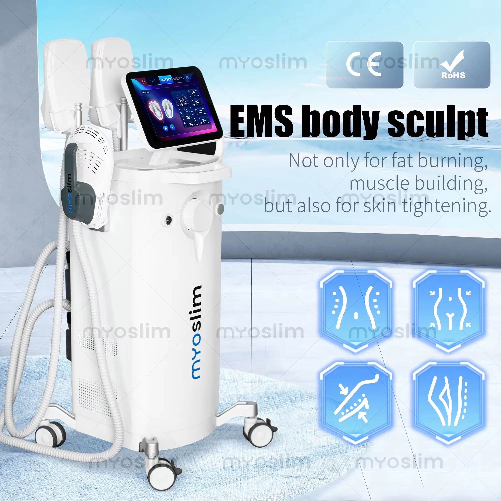 MYOslim Body Sculpt Machine 6500W 15T 200HZ EMS Neo RF Nova Building Fat Burning Weight Loss Muscle Stimulation CE