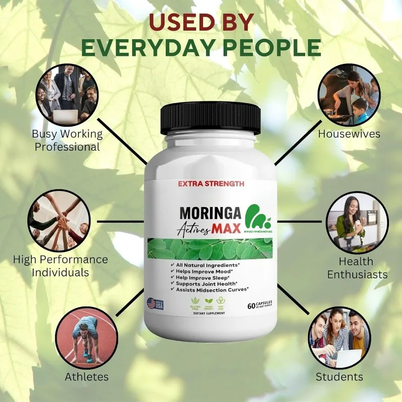 Moringa Active Maximum Dietary Supplement || 800mg Moringa Leaf Extract Supports Joint With 60 Vegetarian Capsules