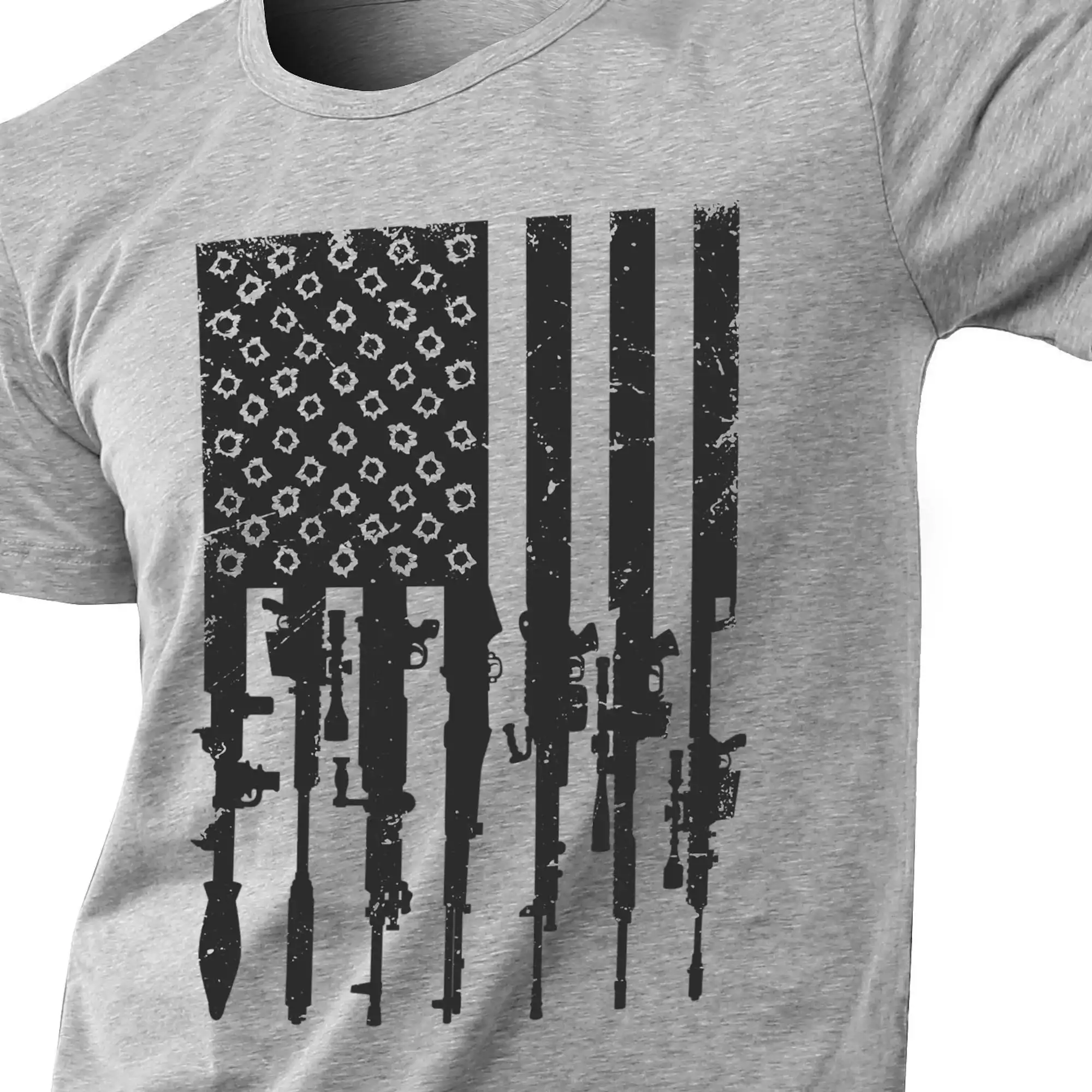 Distressed American Usa Gun Flag Patriotic Rifle Men'S T Shirt 2Nd Amendment A Hunting S For Men