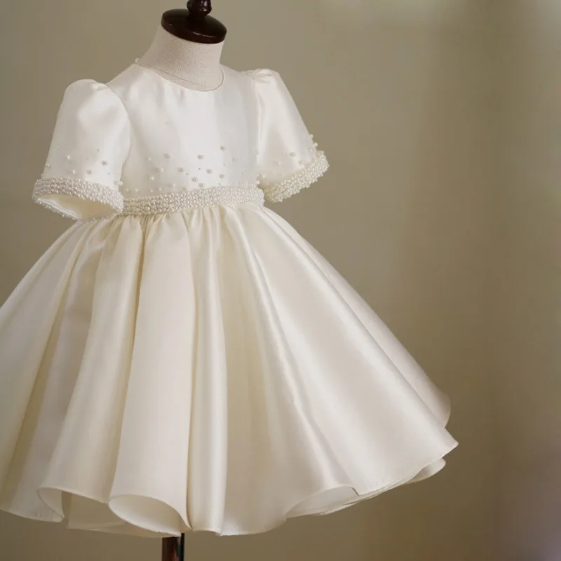 HETISO High-End Beading Girls Party Dresses Kids Birthday Gown for Wedding Banquet Piano Performance Birthday Christmas 1-10Y