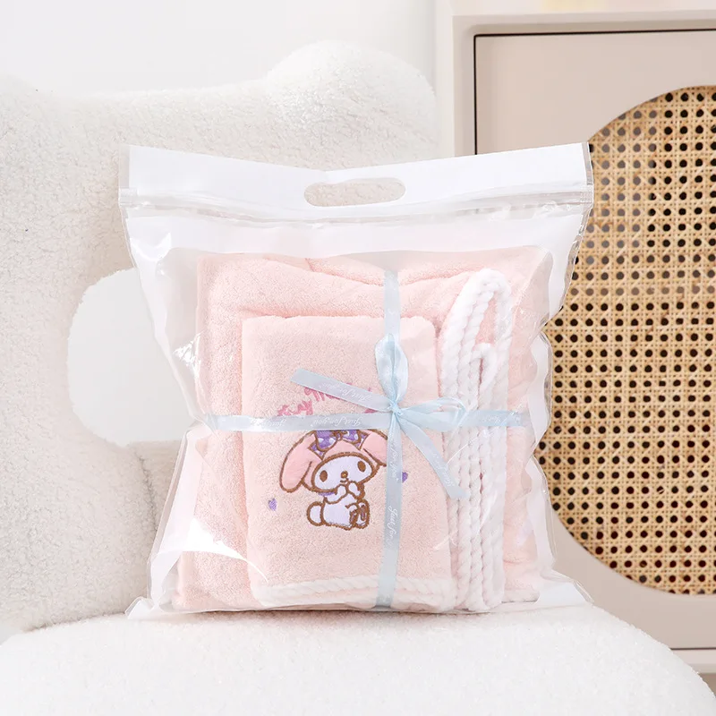 Sanrio My Melody Bath Towels For The Body Soft Face Hand Microfiber Pink White Towel Absorb Water Gym Sports Shower Robe Spa