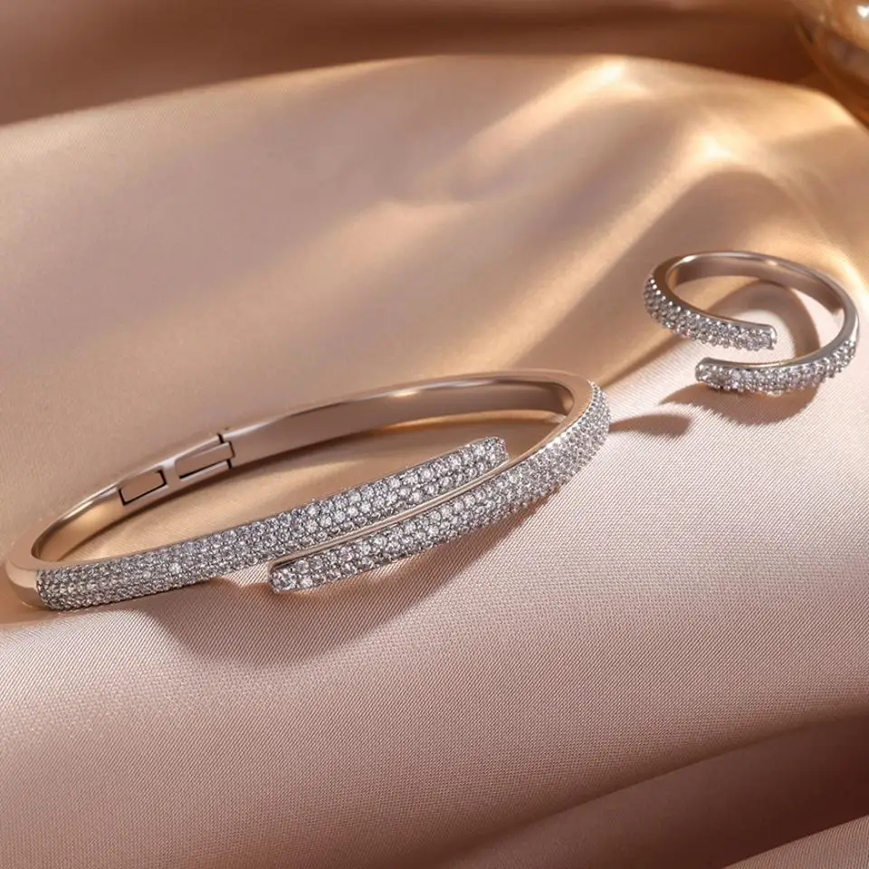 Women's Micro-set Zircon Ring Bracelet Two-piece Set