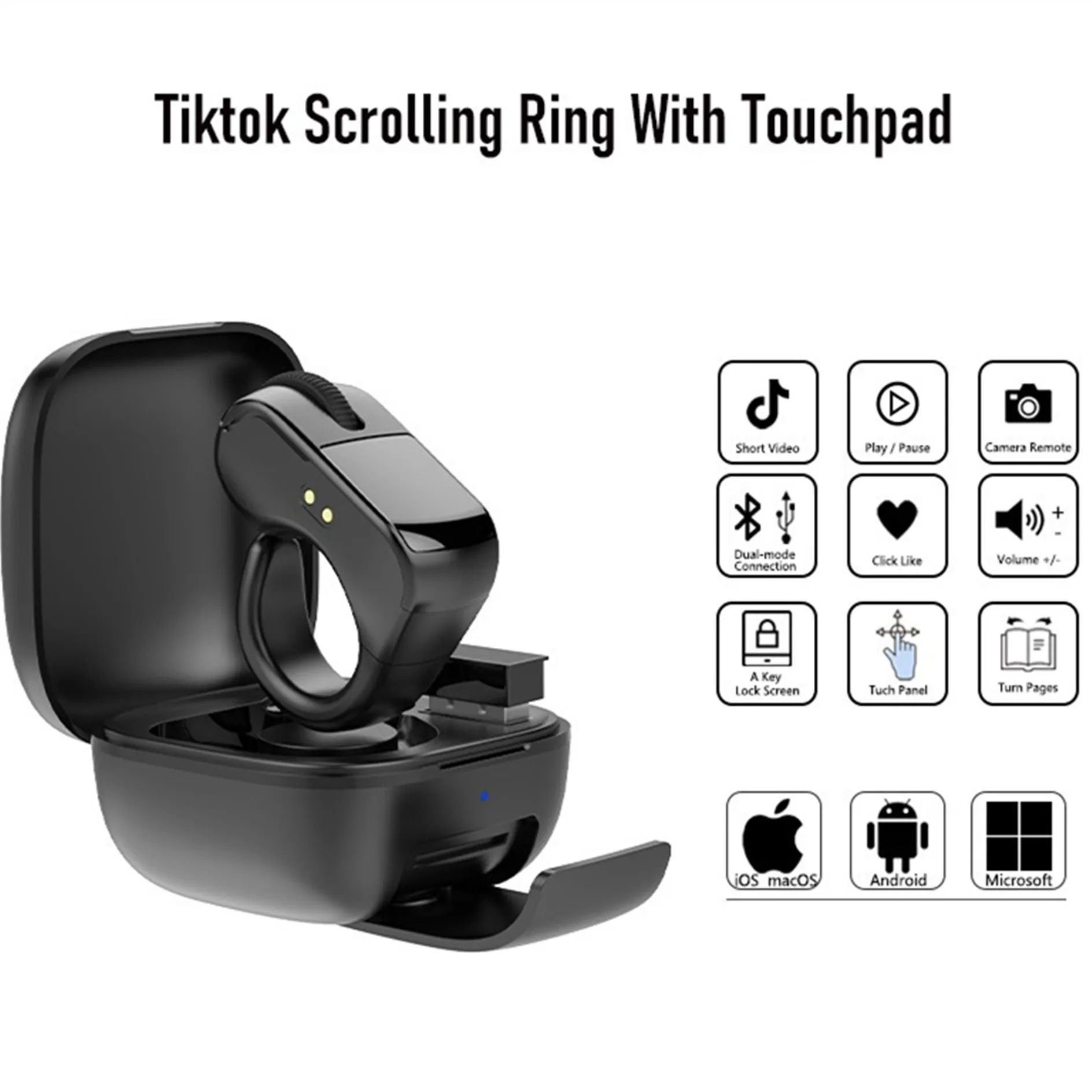 โทรศัพท์มือถือ แท็บเล็ต คอมพิวเตอร์ แล็ปท็อป บลูทูธ 2.4G ริง มินิเมาส์ วิดีโอ คอนโทรลเลอร์ไร้สาย ที่ชาร์จ USB ที่วางเคส รีโมท IOS