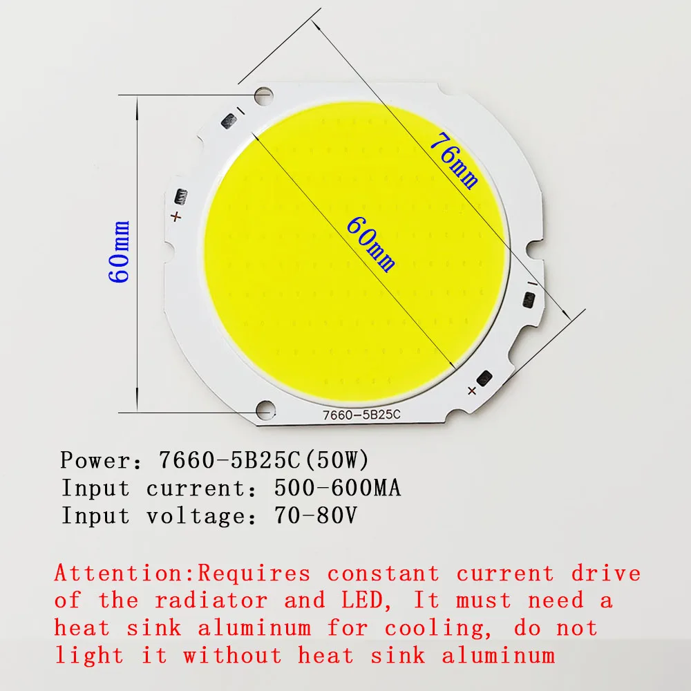 Wysokiej mocy reflektor LED COB Chip 50W światła koraliki 30V 75V 150V LED koralik świetlny LED żarówka Chip światło punktowe Downlight diody Lamps7660