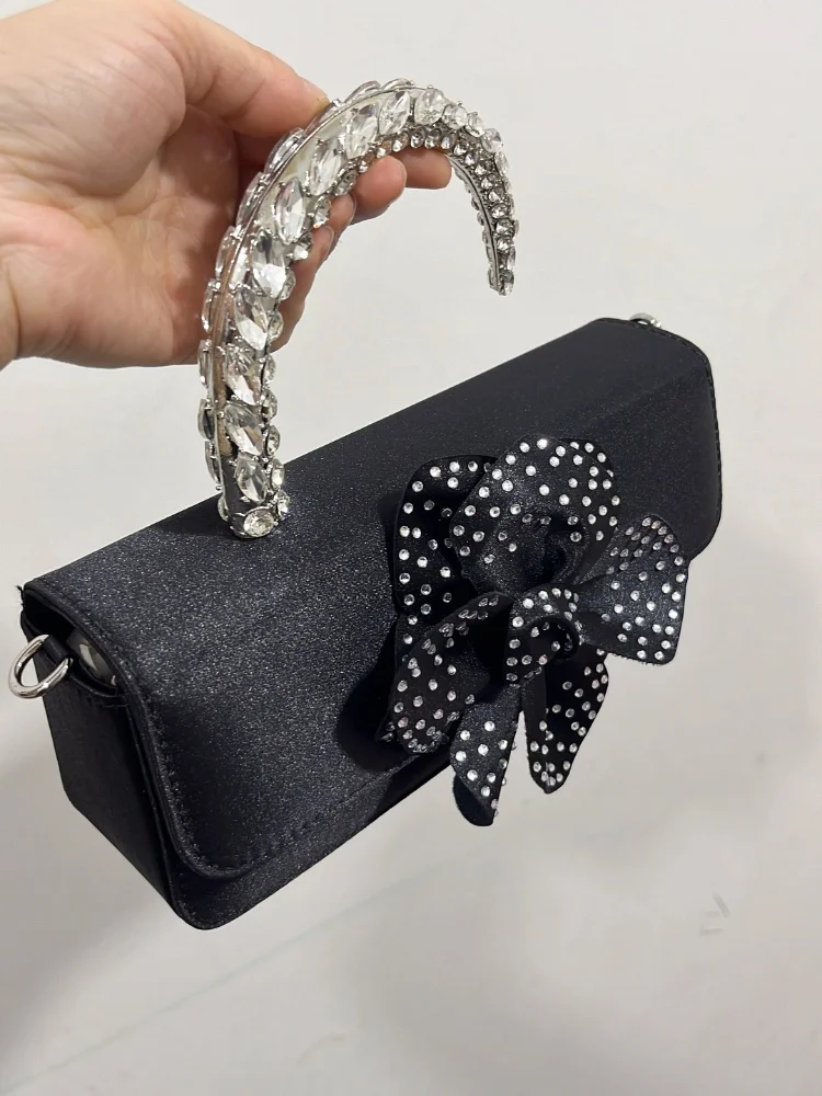 النمط الفرنسي سوبر تألق حجر الراين مساء حقائب يد المرأة حقيبة يد حريرية زهرة ديكو محفظة حفل زفاف #2