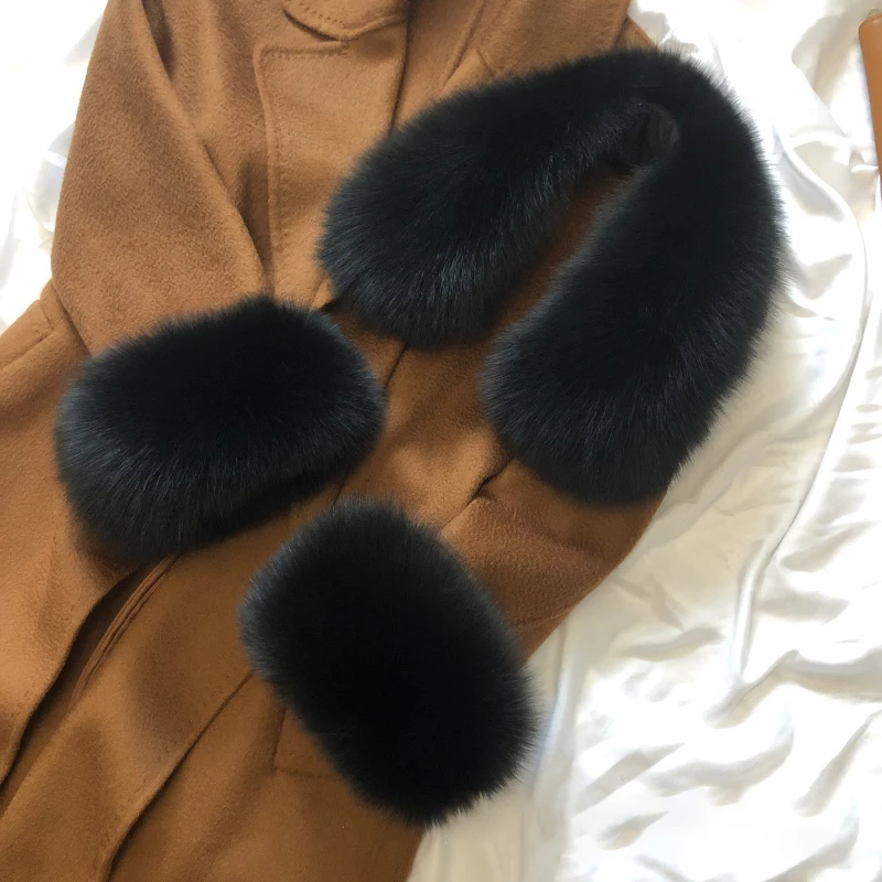 Real Fox Fur Cuffs Whole Leather Cuffs For Women Coat Women Warm Sleeve Wrist Arms Warmer Natural Fox Fur Cuffs Thick Arm Sleeve