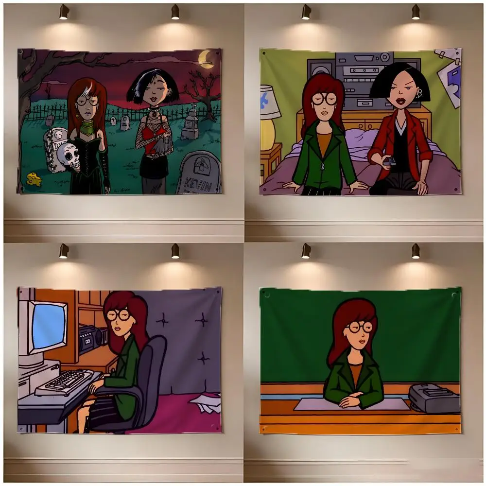 Animation Comedy Daria Flags Borderless Four Ring Ornament Indoor Outdoor Decoration Quick Hang Install