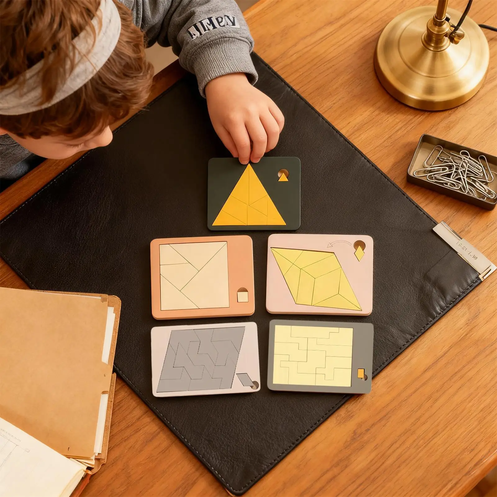 

Wooden Brain Teaser Puzzle - Triangle & Irregular Shape Logic Game Educational Toy for Kids Family Adults Teens Classroom School