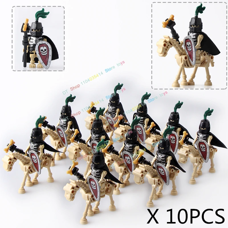 10PCS AX9815-16 Medieval Knight Skeleton Knight Troop Accessories Building Block bricks Action Figure Educational Toys For Kids