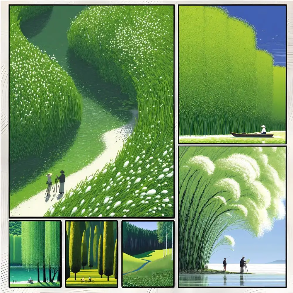 Affiche d'art de peinture de paysage vert luxuriant et paisible, décoration intérieure supérieure pour la maison et les bars, art décoratif et décoration intérieure