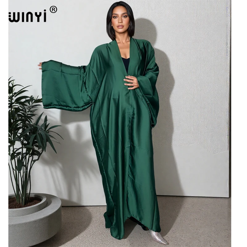 

Кимоно WINYI одноцветный кафтан пляжная одежда купальник праздничная пляжная одежда для женщин прикрытие платье Абая Дубай люкс