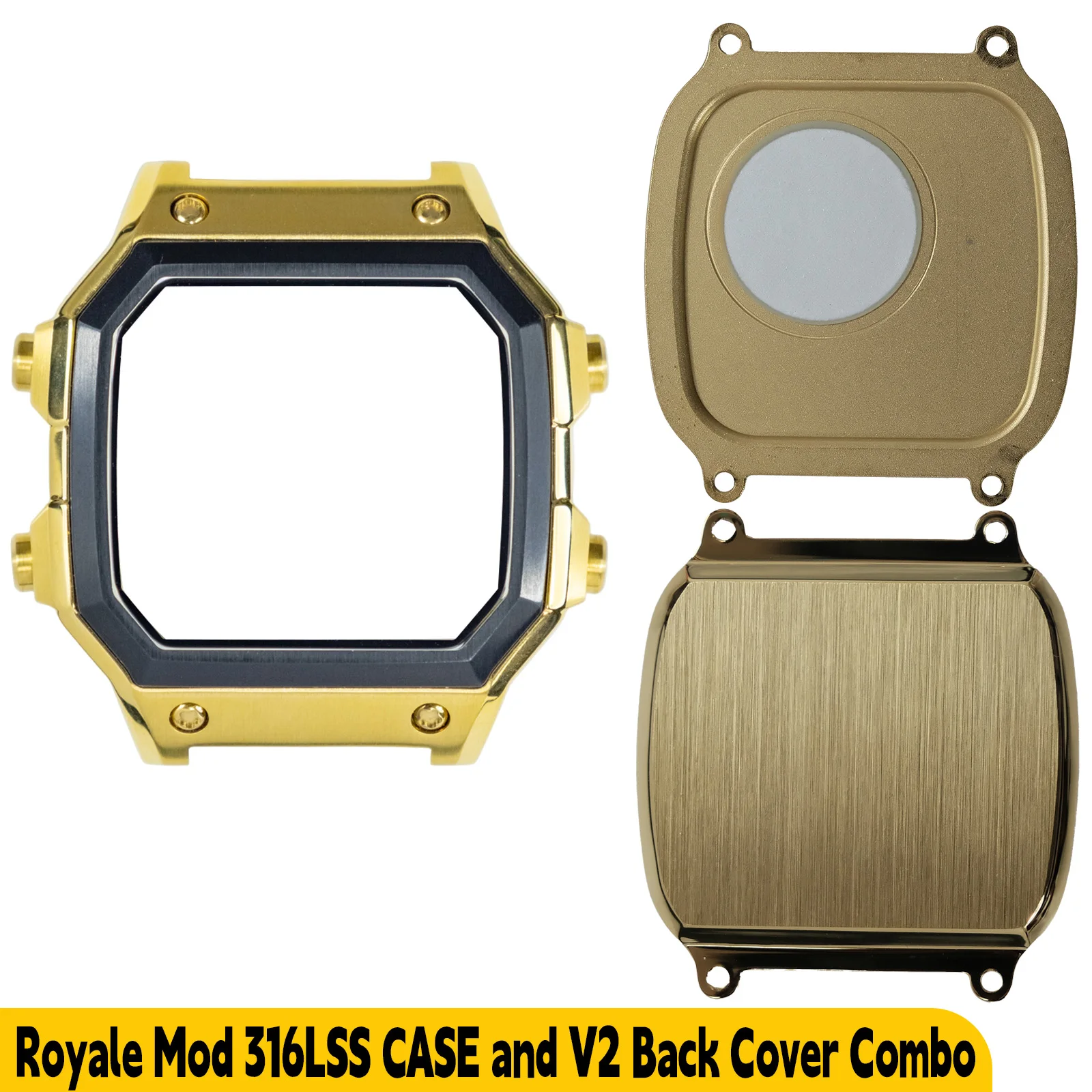 Compatible with Casio AE1200 AE1300 Royale Mod Watch Case and V2 Back Cover Upgrade Combo 316L Stainless Steel Metal Watch Mod view 3