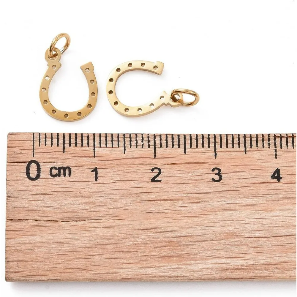 5Pcs Golden Western Lucky Horseshoe Charms 304 Stainless Steel Horseshoe Pendants Mini Metal Horseshoe Designs 13x10x1mm image 4