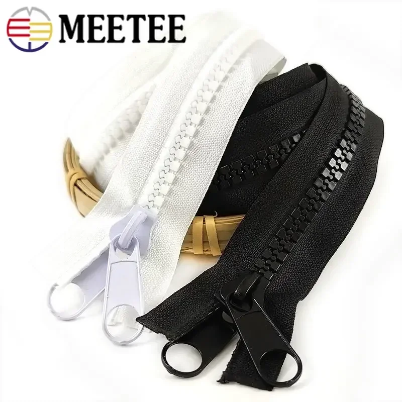 Meetee 1/2/3/4/5Meter 10# Resin Zippers Open-end Tail Double Side Slider for Sewing Jacket Coat Tent Long Zips DIY Accessories