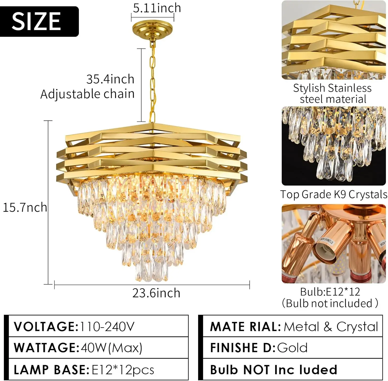 أسود كريستال الثريا 5-Tier غرفة الطعام الثريا تركيبات إضاءة قطرة المطر الحديثة مُثبتة في السقف تركيب المصابيح للعيش R