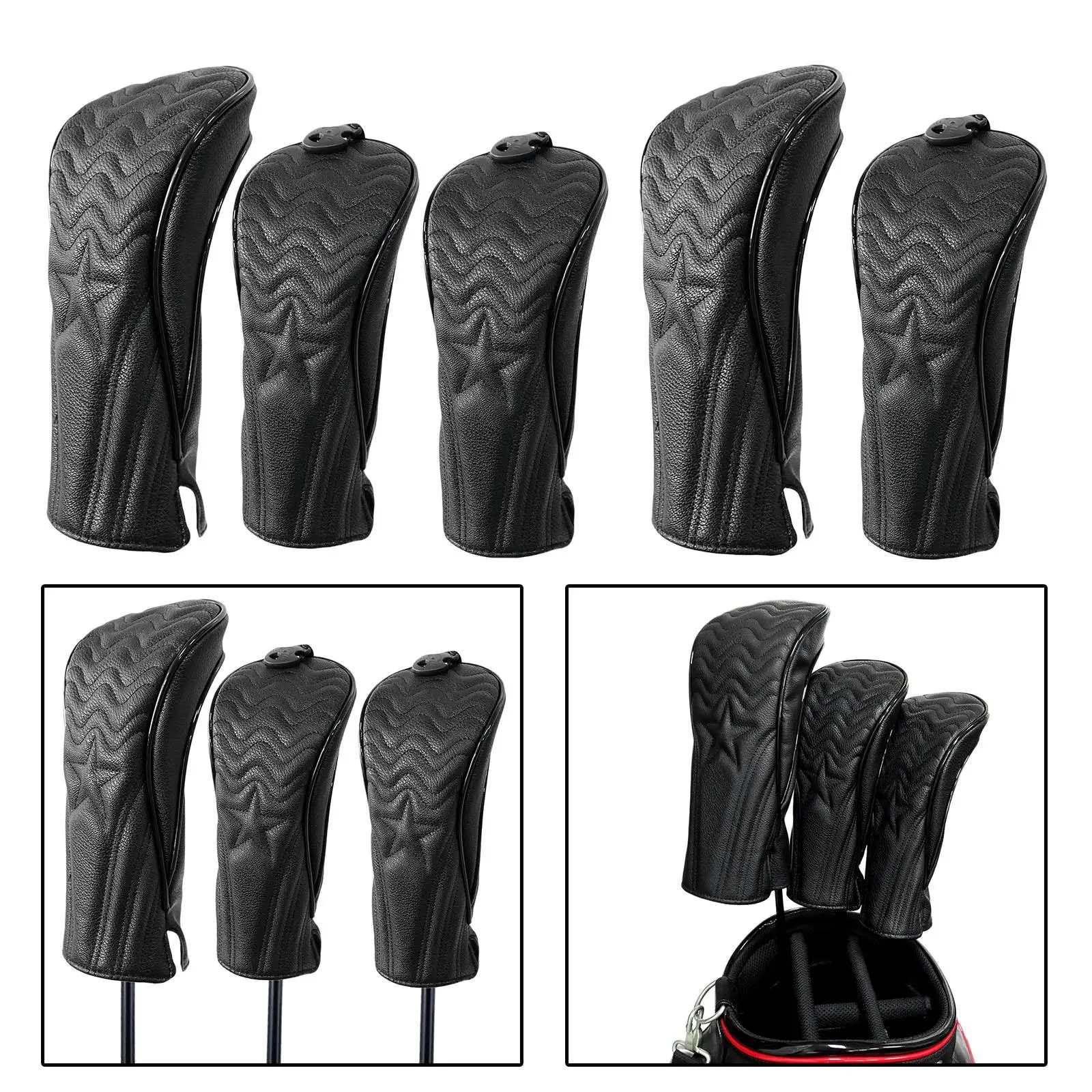 Waterproof Golf Wood Headcover Durable PU Lining Drivers Covers Utility