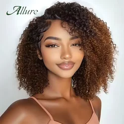 Pelucas de cabello humano rizado Jerry brasileño para mujer, pelo corto y rizado de color marrón oscuro, peluca sin pegamento, pelucas de pelo Afro rizado Allure