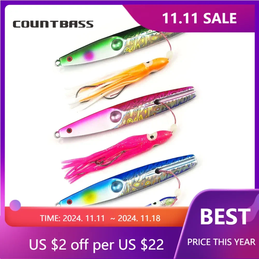 Countbass Inchiku jigs with Octopus Assist Hook, Bottom Ship Snapper Jigging Lures for Fishing  3PCS 150g 5.3oz