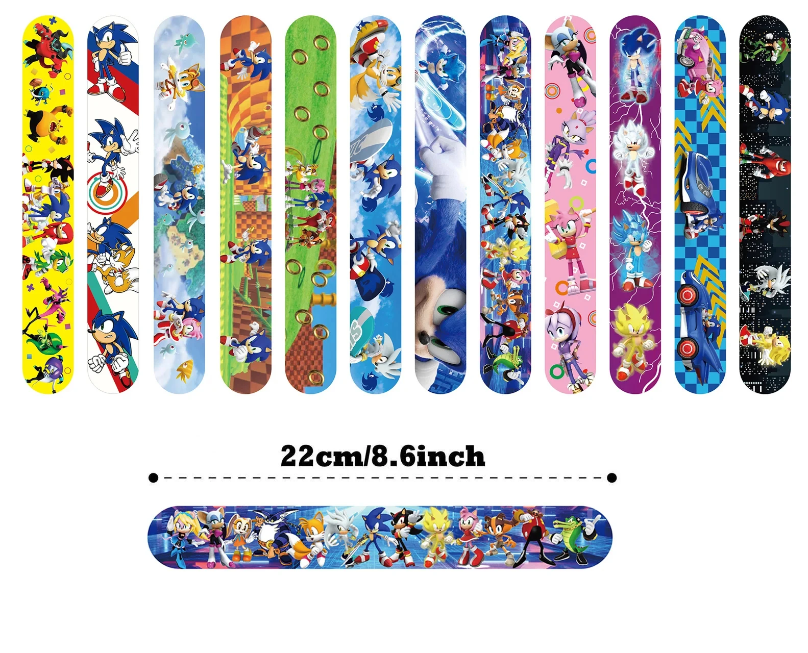 10/20Pcs Carton Sonic Slap Bracelets Cats Party Favors Birthday Party Gifts Baby Shower Decorations Snap Band for Kids Girls Boy