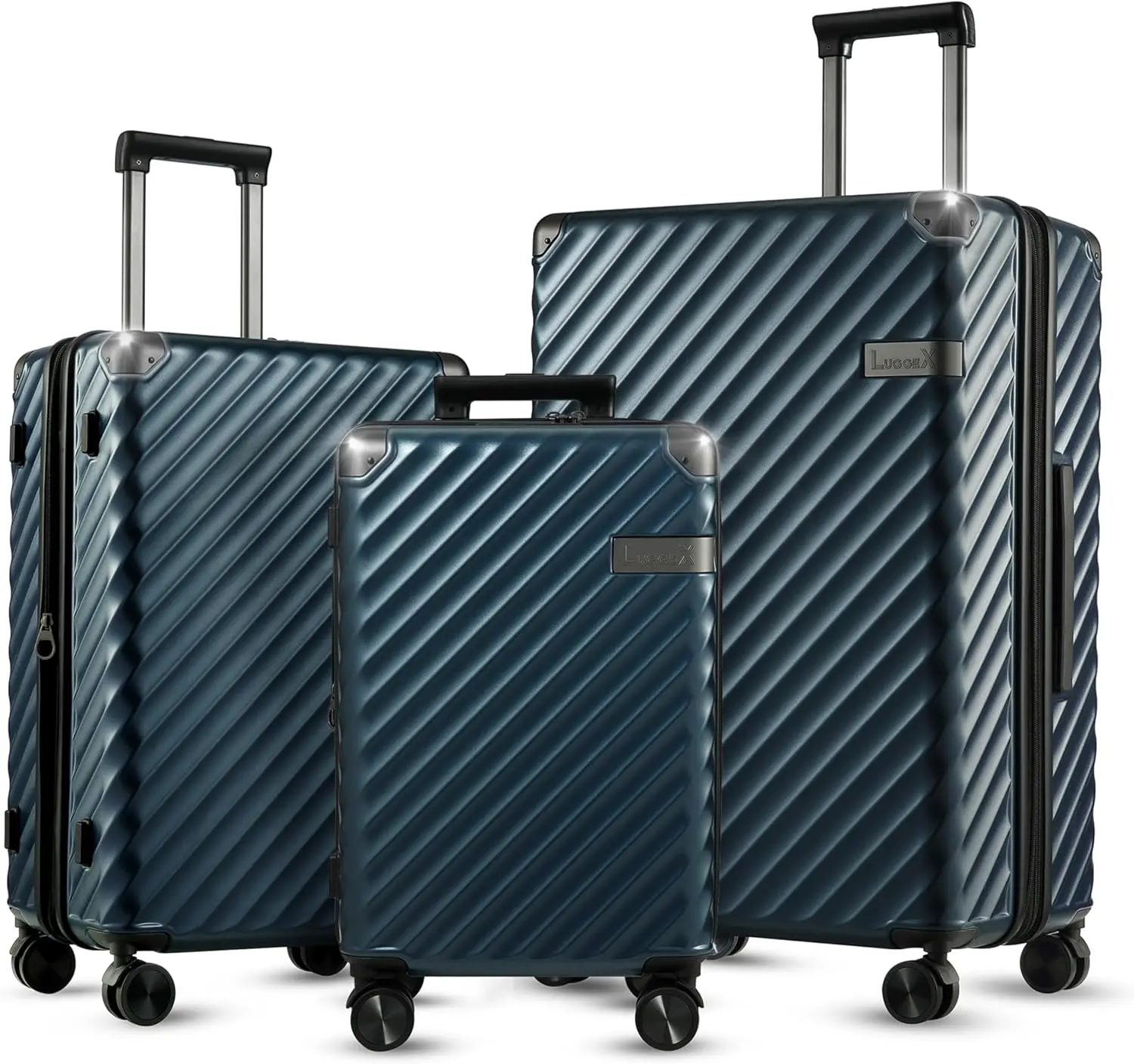 

Luggage with Spinner Wheels - Polycarbonate Expandable Hard Shell Suitcase, 3-Piece Set(20/24/28), Navy