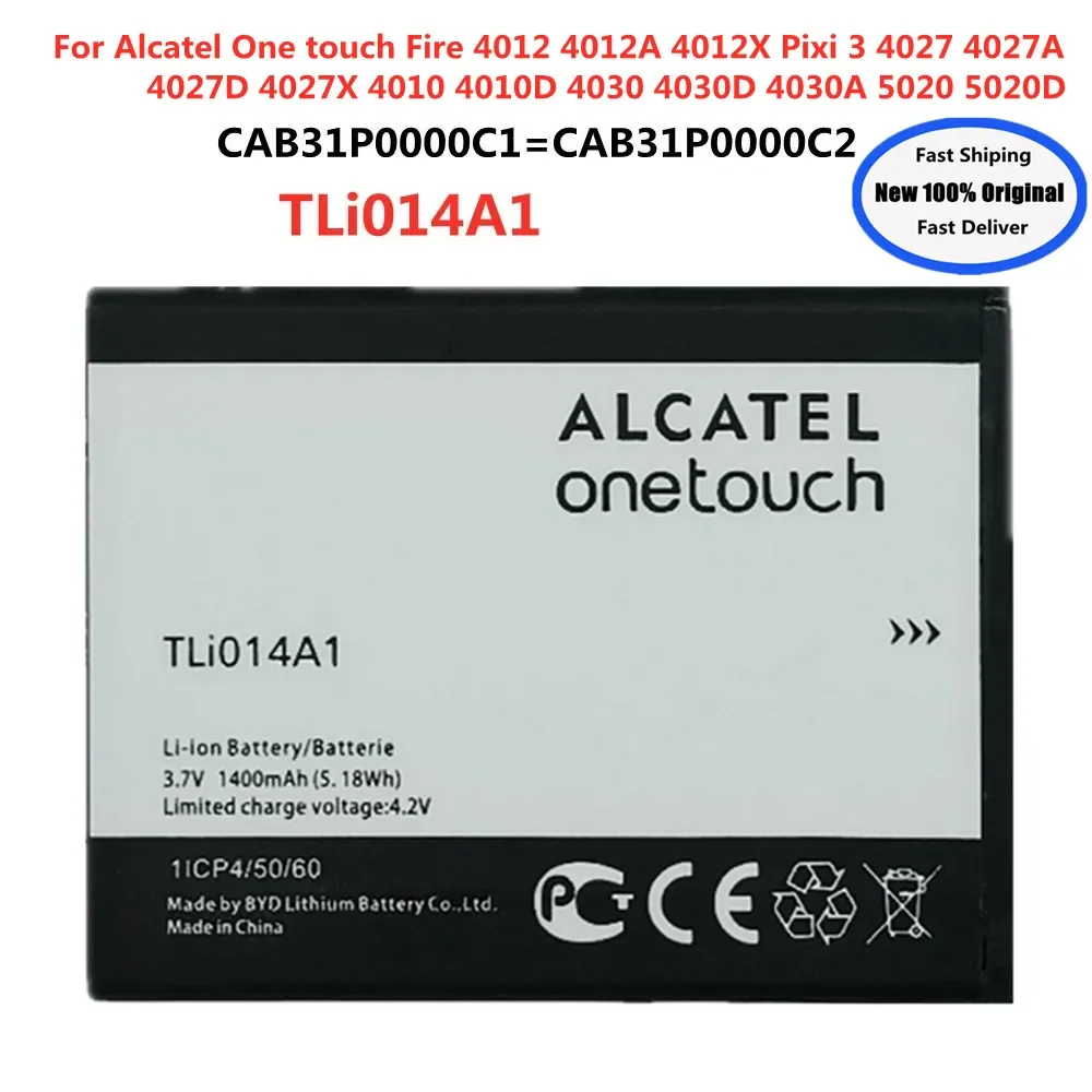 New Original TLi014A1 Replacement Battery For Alcatel One Touch Fire 4012 4012A 4012X CAB31P0000C1 /CAB31P0000C2 Phone Batteria