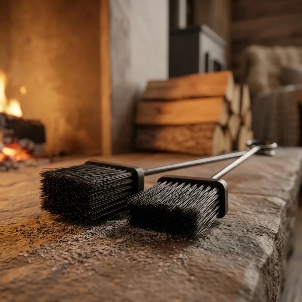 Steel Fireplace Brush 21in for Ash and Debris Removal Around Fireplaces Fire Pits Wood Stoves and For Heating Sources