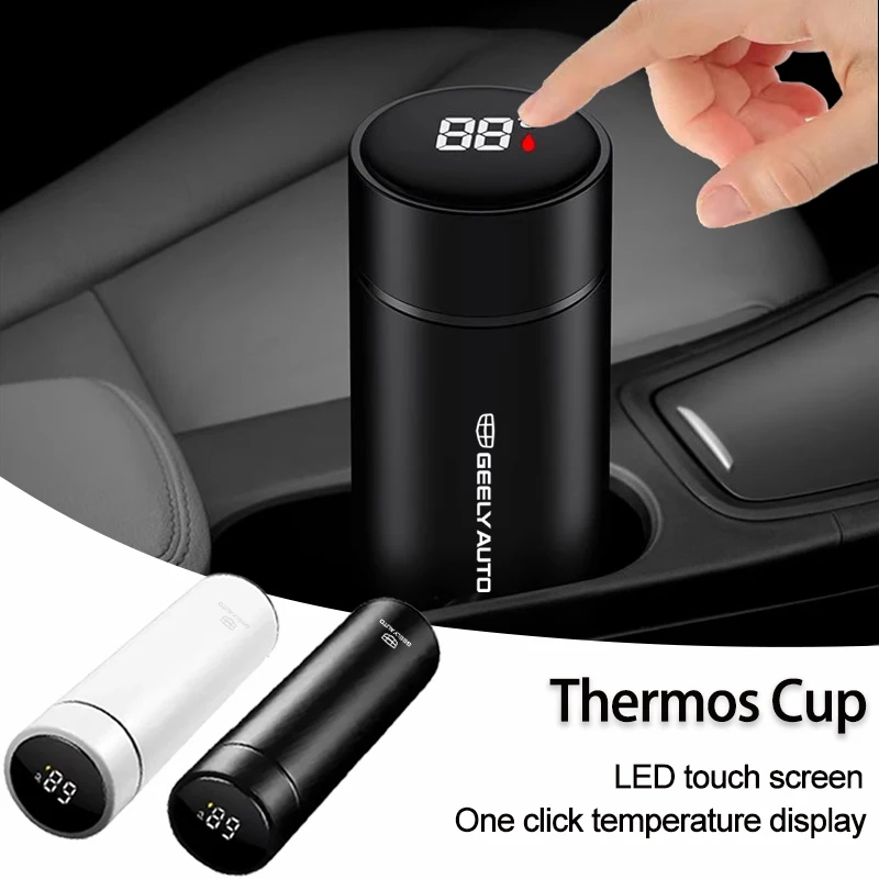 Car Logo Thermos Leakproof Cup Portable Bottle Auto Accessories For Geely Coolray Geometry C GX3 Emgrand EC7 LC Panda X7 CK EC8