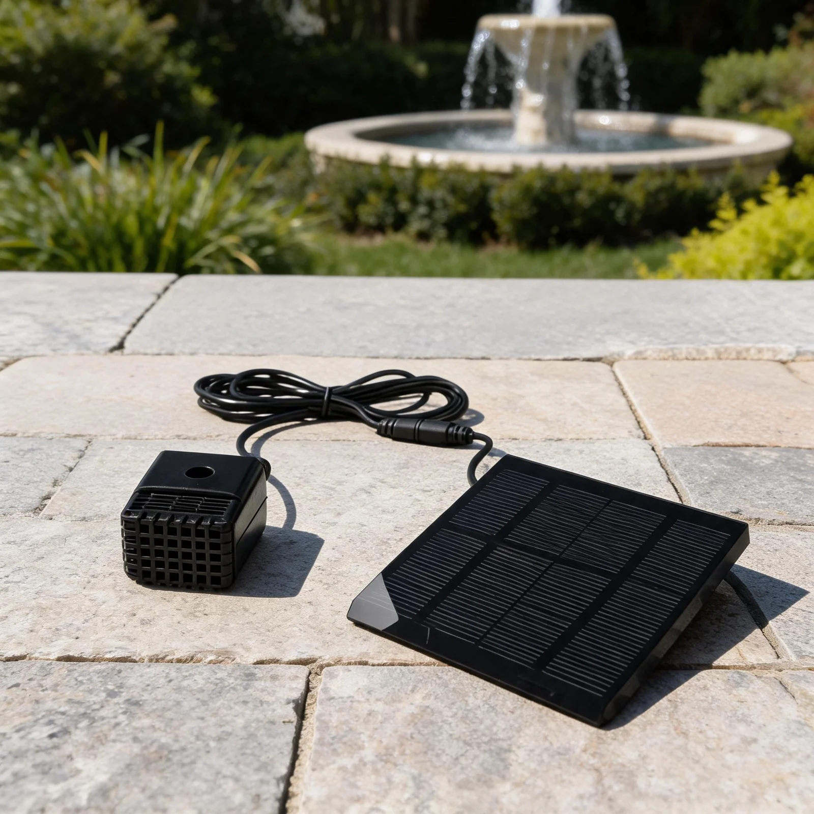1.5W Solar Fountain Pump Kit with 6 Spray Nozzles for Bird Baths Ponds and Small Water Features Compatible with 7V Systems