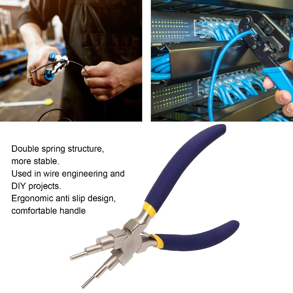 Jewelry Tools 6 Step Bail Making Pliers Non-Slip Grip Multifunctional Round Nose Pliers Carbon Steel Jewelry Pliers Wire Bending