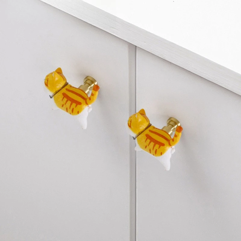 Cartoon Cat Clothes Cabinet Door Handle Nordic Children's Room Cute Drawer Cabinet Furniture Small Handle