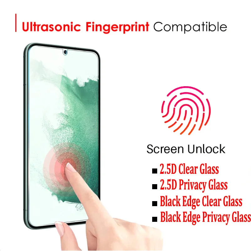 

25pcs For Samsung Galaxy S26 S25 S24 S23 S22 Plus ultra 0.18MM Fingerprint Working Compatible Tempered Glass Screen Protector