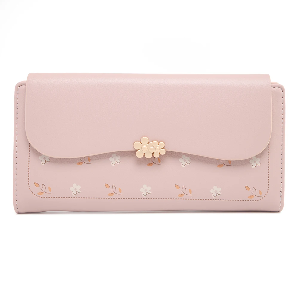 Women\'s long wallet Korean PU printed zipper buckle folding clutch bag multi-card fashion everything street popular preppy stude