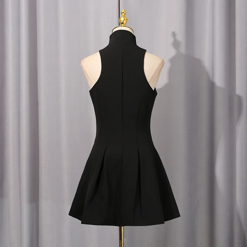 ハイストリートタンクスノースリーブドレスレディースセクシー気質ベストショート秋新作無地ワンピースY2kドレス