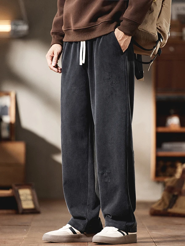 

Мужские повседневные брюки Kazuki Kuraii: свободные, прямые, спортивные, длинные, осенние, новые, удобные, из хлопка, с завязками на талии