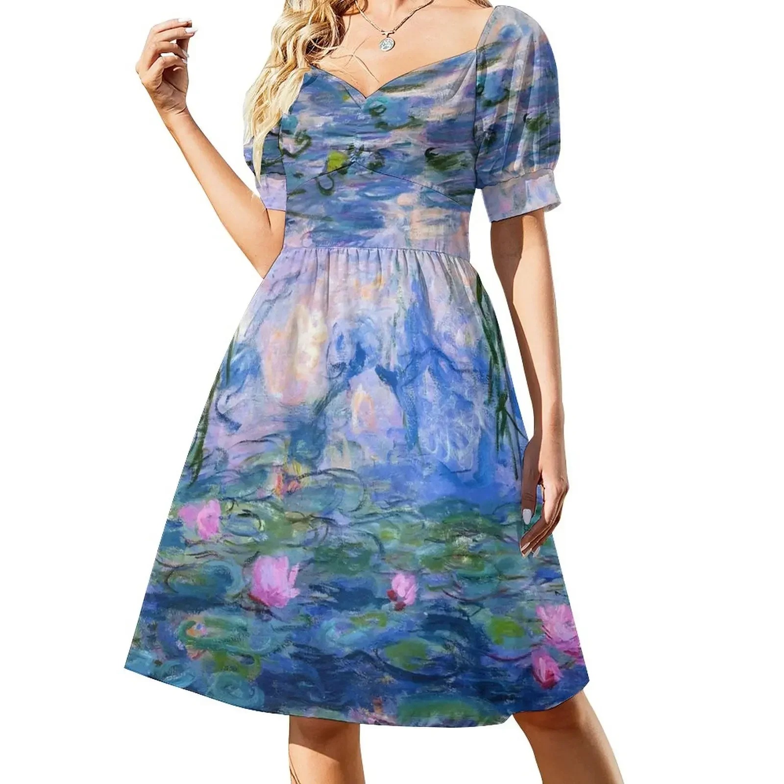 

Water Lilies Monet Sleeveless Dress birthday dress for women chic and elegant woman dress long dresses for women