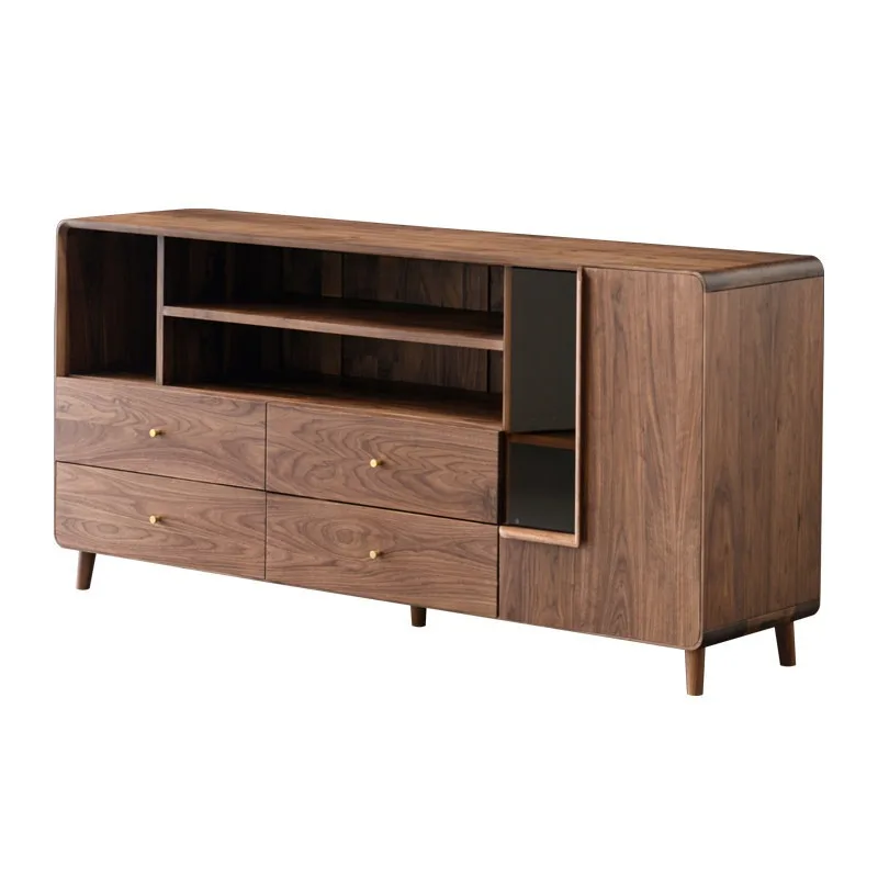 Simple modern storage high cabinet light luxury log wine cabinet