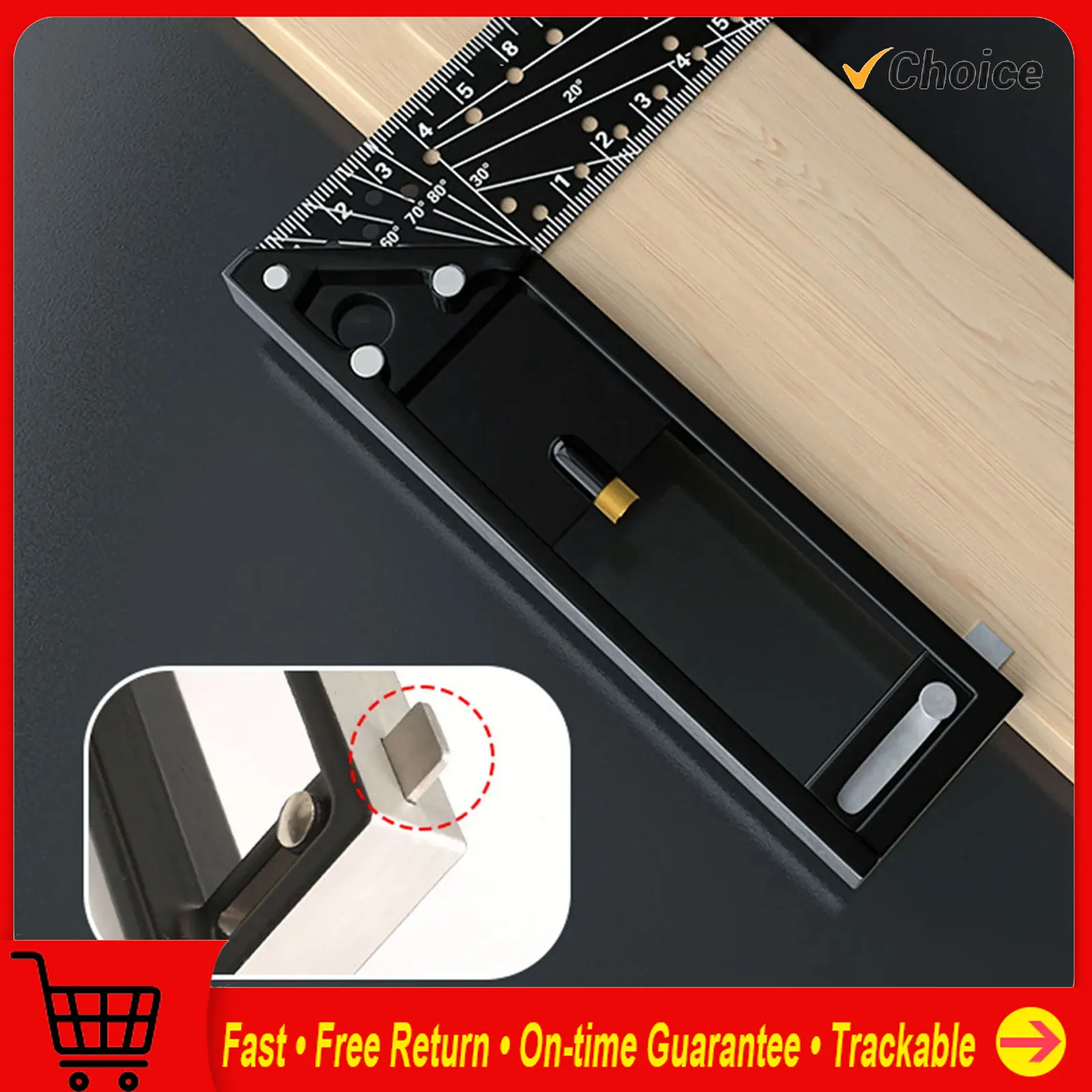 Right Angle Ruler Lightweight  Combination 12in 45 90 Degree Multi Angle Measuring Ruler Non Fall Off for Woodworking