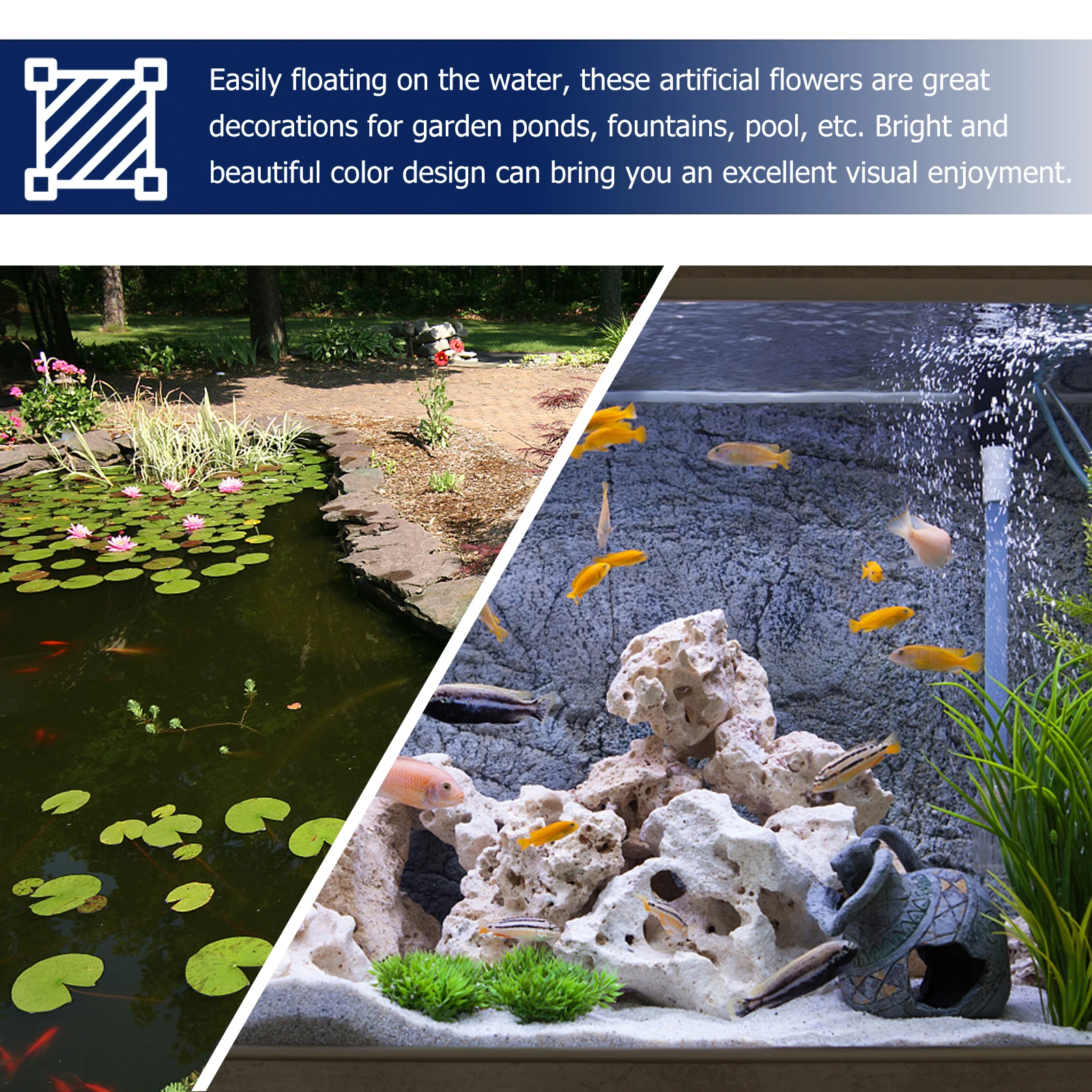 

4 Pcs Artificial Lotus Flowers 17CM White Orange Purple Pink Decorations for Fish Tank Pond Pool Garden EVA Material Lifelike