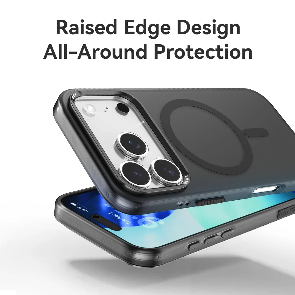 Rock n52 ímãs fosco translúcido caso de telefone para iphone 17 pro max anti-impressão digital à prova de choque caso traseiro duro para iphone 17 pro