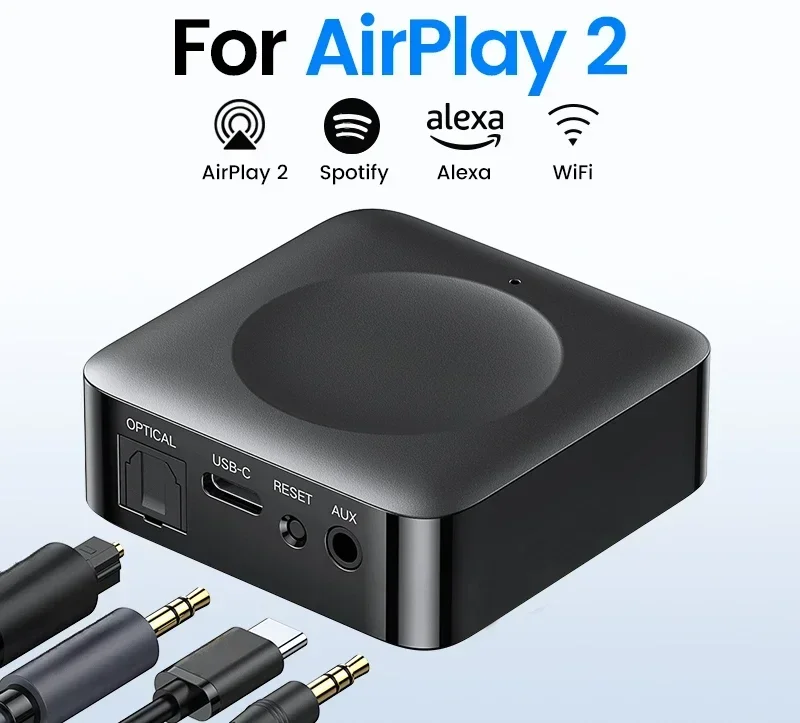 Speaker For Airplay2 Music Adapter with Siri & Alexa WiFi 2.4/5G HiFi Audio Receiver Preamplifier DLNA Optical  3.5mm