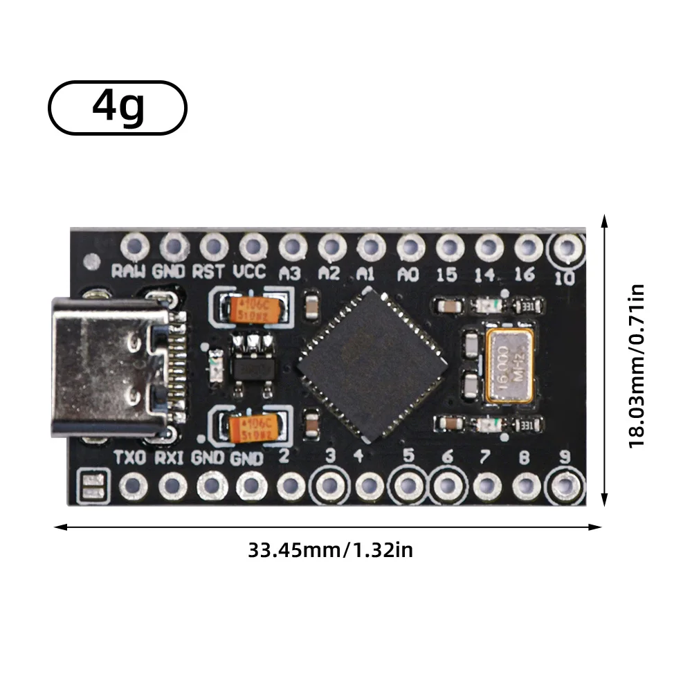 Mô-đun bảng phát triển chip 5V ATmega32U4 Type-C USB Module phát triển mini 9 kênh 10 bit ADC