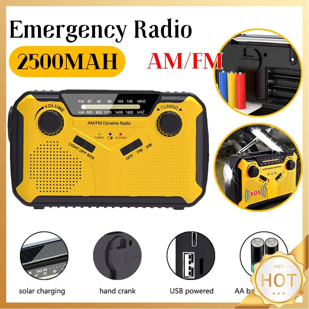 Emergency Radio with LED Flashlight Power Bank SOS Hand Crank Radio Emergency Weather Radio for Emergency Camping Storm Survival