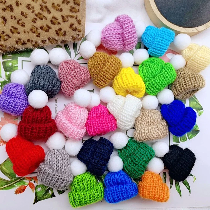 5/10/20Pcs Mini Knitting Hats Christmas Mini Knitting Doll Hats Mini Wool Hat For DIY Art Craft Christmas Ornaments Accessory