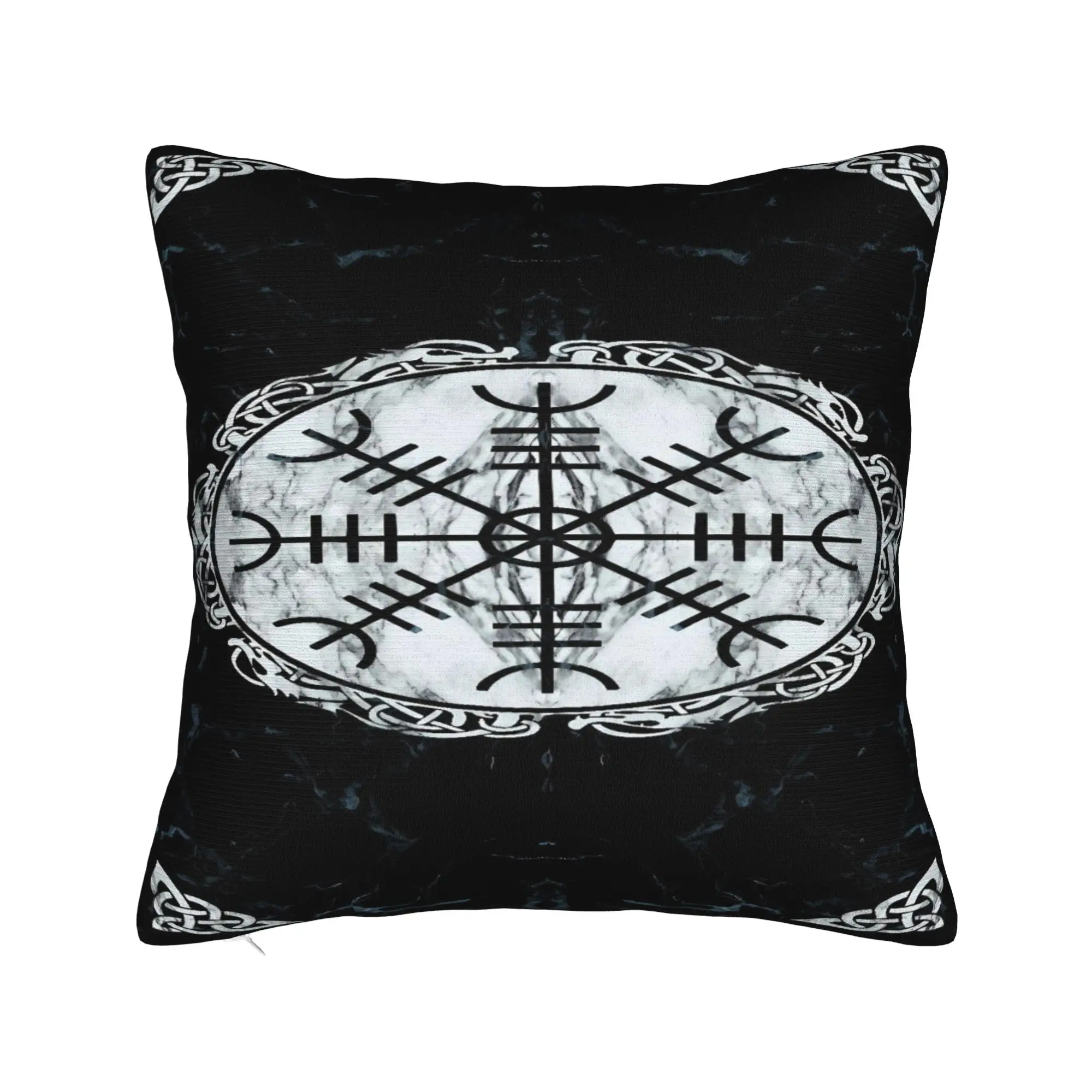 Aegishjalmur Norse Rune Celtic Knot Marble Pillow Case  Graphic Pillow Cover Funny Pillowcases For Sofa Bedroom Home Decor