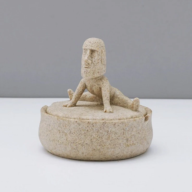 

Cross-border New Product Moai Ashtray Easter Island Giant Stone Statue Ashtray For Cigarette Yoga Ashtray With Lid Smoking Acces