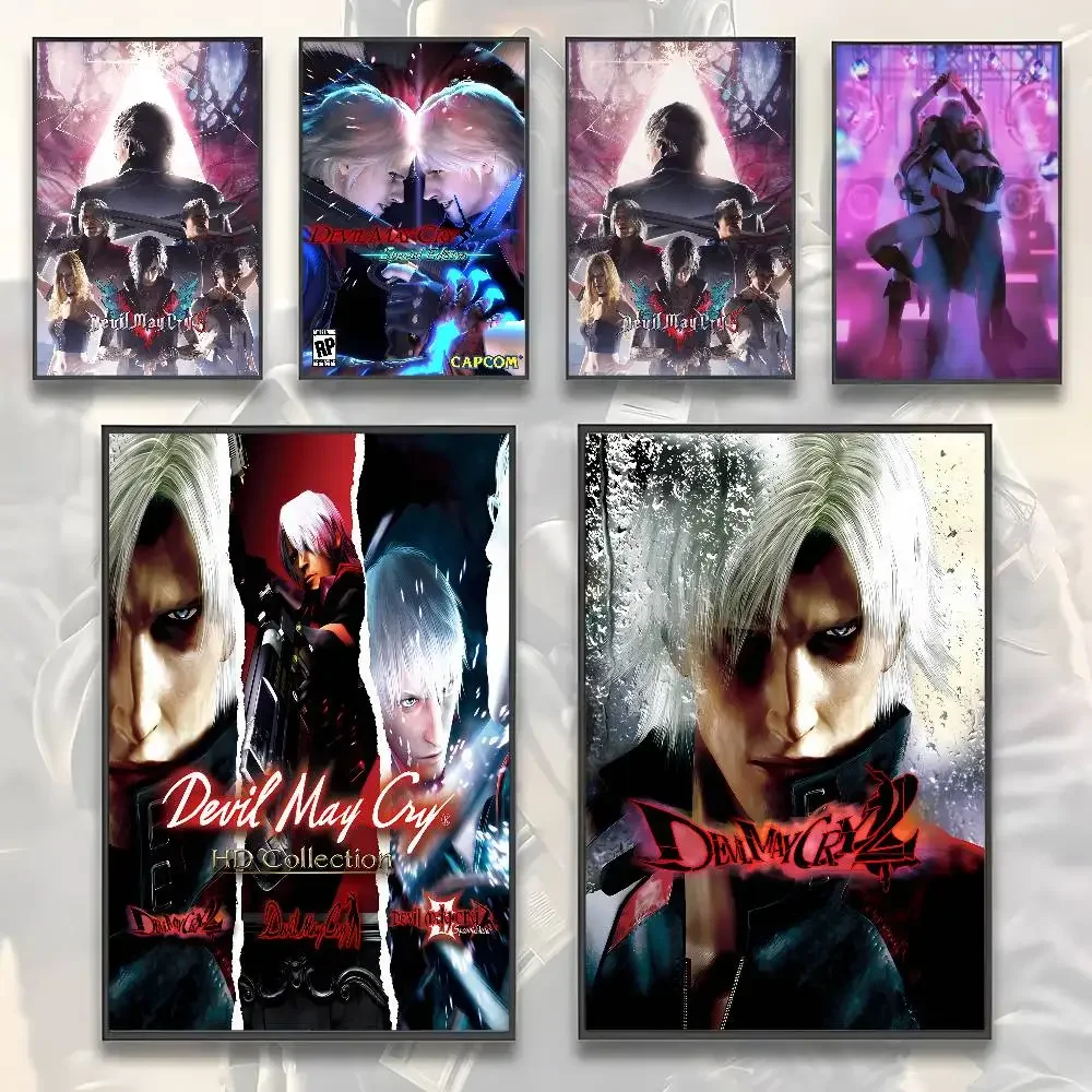 D-Devil M-May Cry-S Poster HD Art Sticky Wall Waterproof Home Living Room Bedroom Bar Aesthetic Decoration