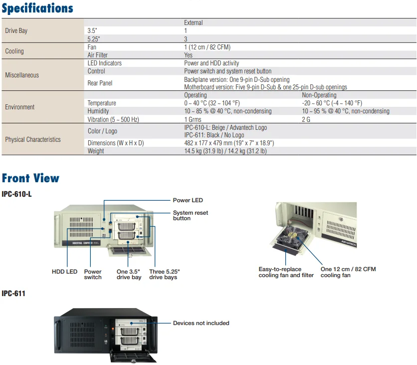 Advantech IPC-610-L  Industrial Computer  501G/I7-3770/4G/1T