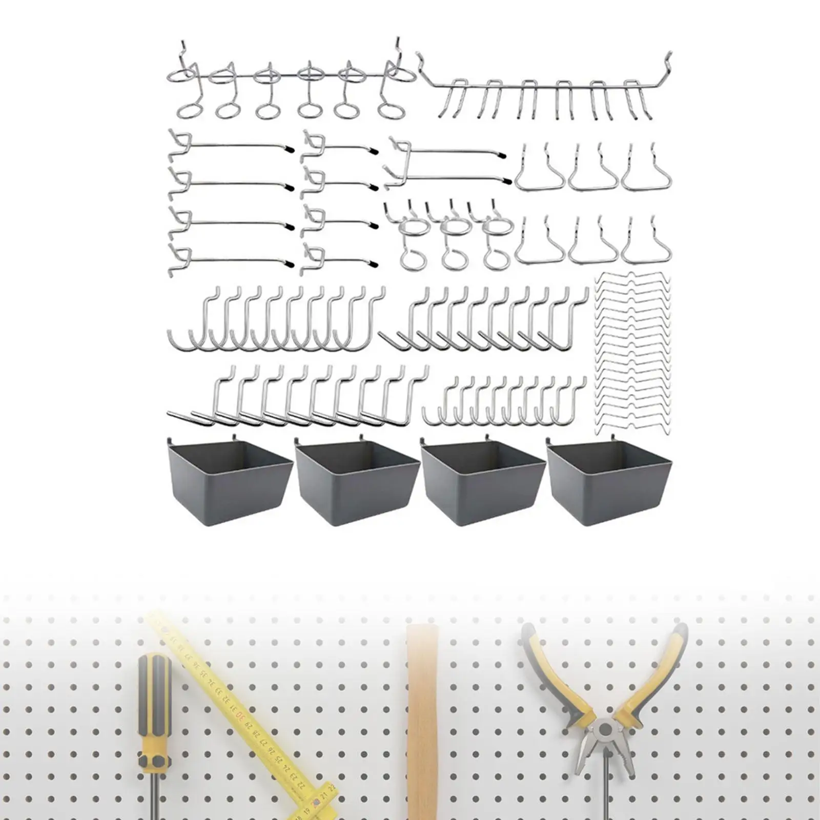 80Pcs Pegboard Hooks Assortment Set Pegboard Accessories Organizer Workbench Hanging Storage Kitchen Basement Workshop Hanger