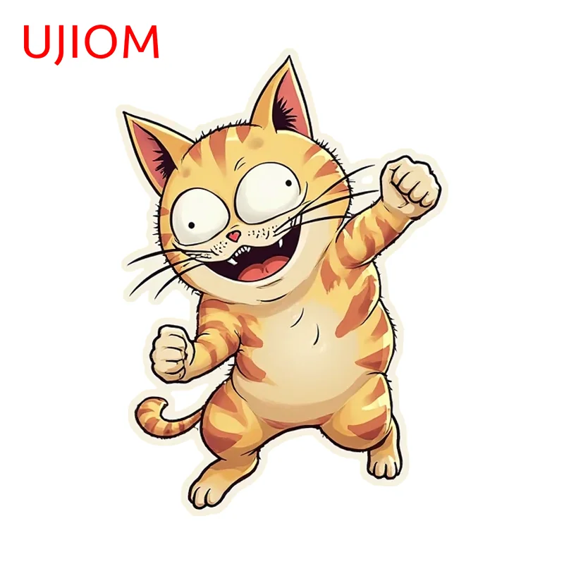 UJIOM Attractive Cat Eat Banana Wall Sticker Chic Advance Guard Waterproof Naughty Edgy Decal Adhesive Computer Case Decor